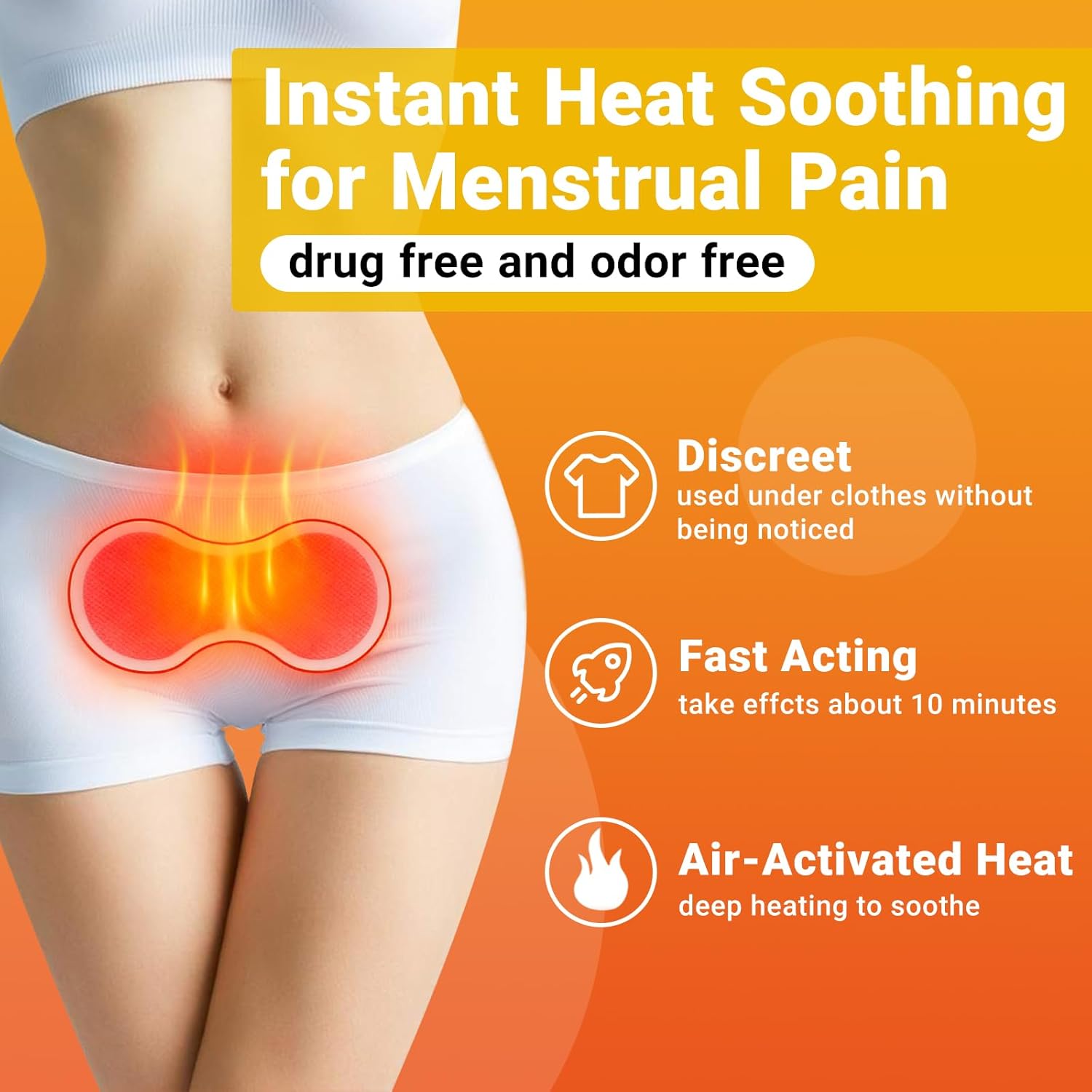 ishancare Heat Patches for Menstrual Cramp, 4 Count Adhesive Heating Patches for Period Cramps & Backache Soothe, Discreet, Portable & Disposable Heat Pads, Up to 12 Hours - Image 2