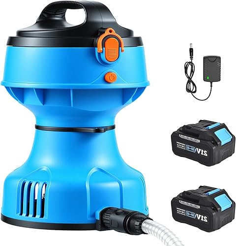 Bomba de transferencia de agua inalámbrica de 1/4 HP Bomba de cubierta de piscina 750 GPH 30 pies cabeza IPX8 incluida 2x4000mAh 21V batería y