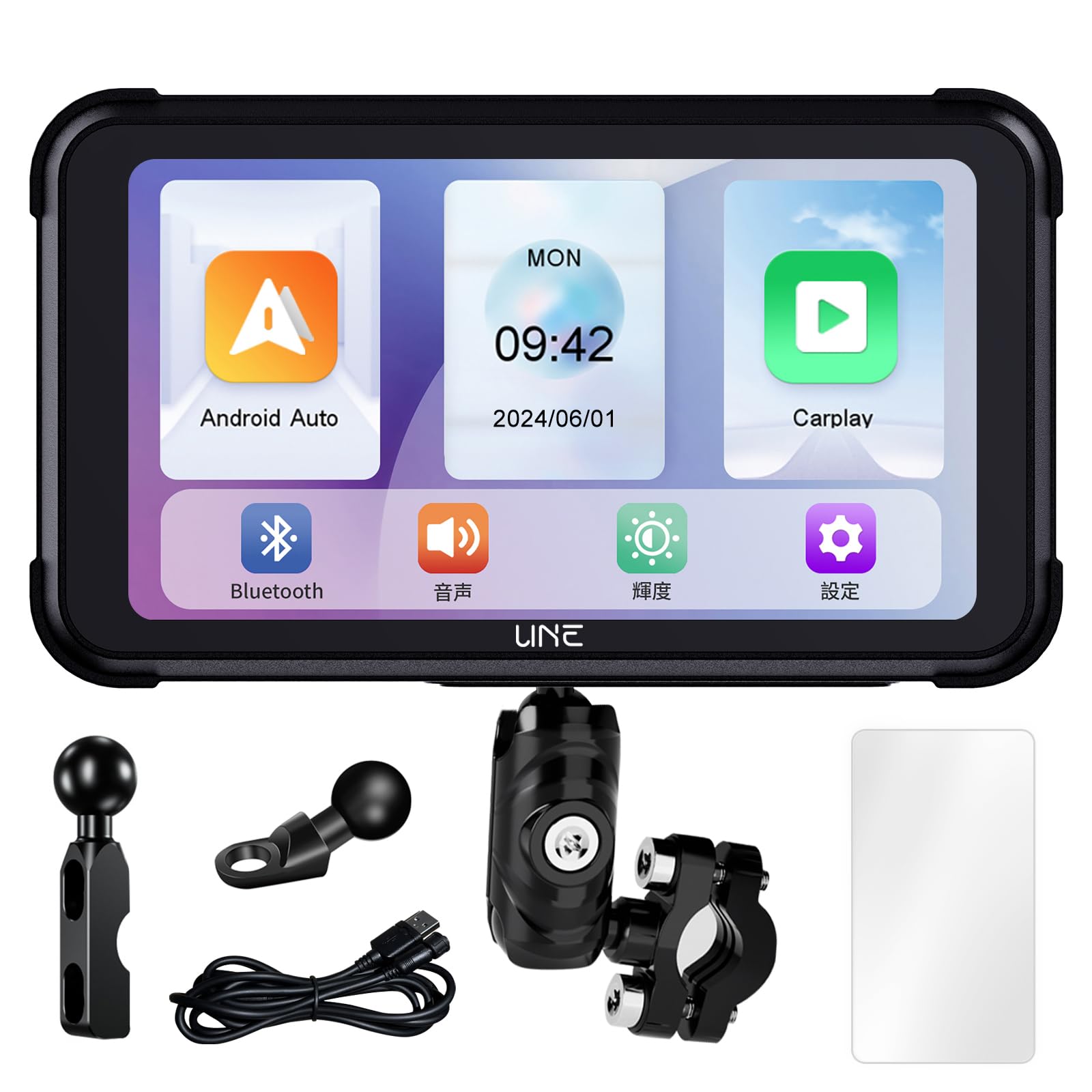 Amazon.co.jp: UNE バイク ドライブレコーダー CarPlay バイクナビ 5
