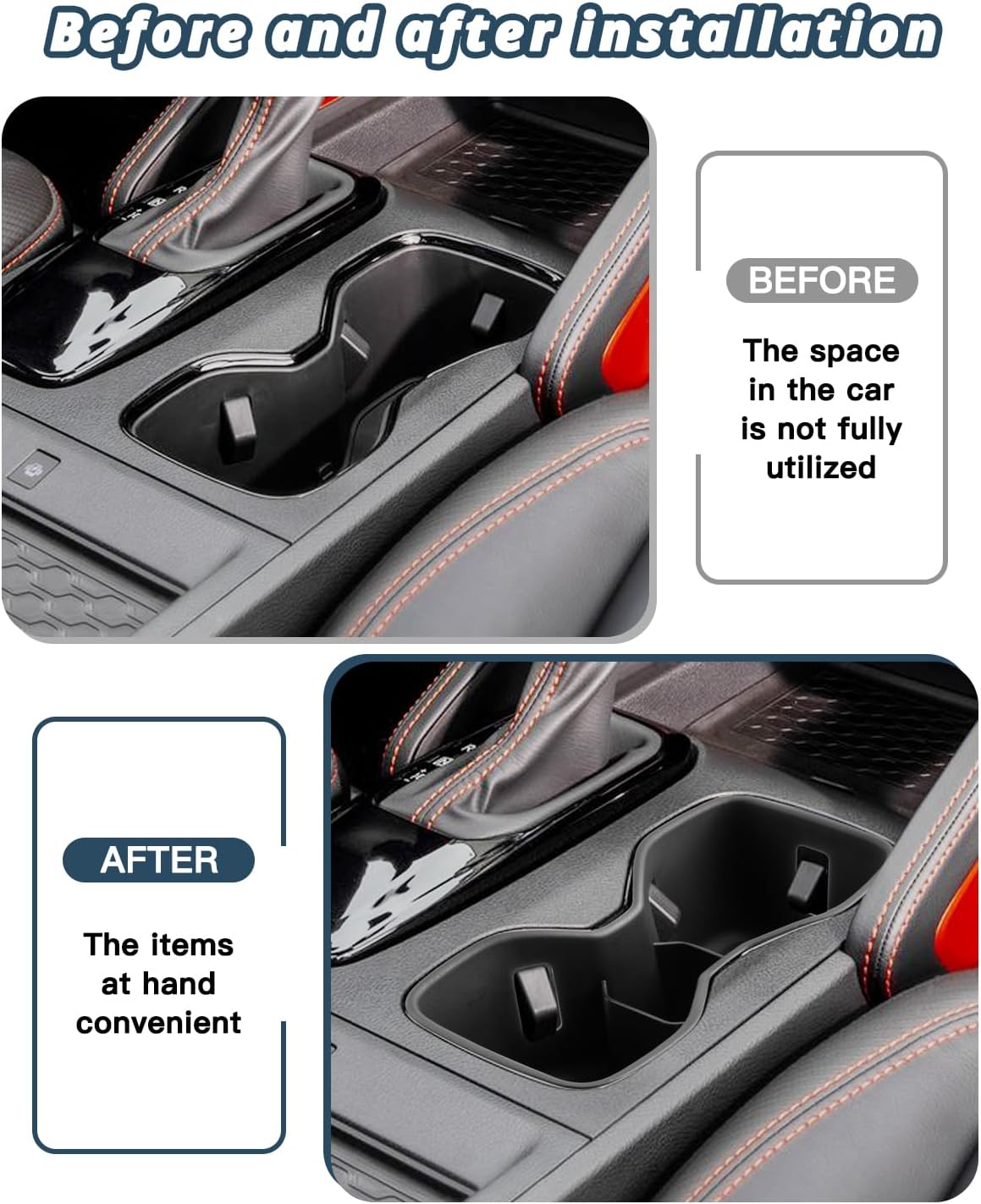 Center Console Cup Holder for 2022-2026 Nissan Frontier Accessories ABS Console Tray & TPE Material Cupholder Coaster Liner Compatible with 2022-2025 Nissan Frontier Accessories 2026