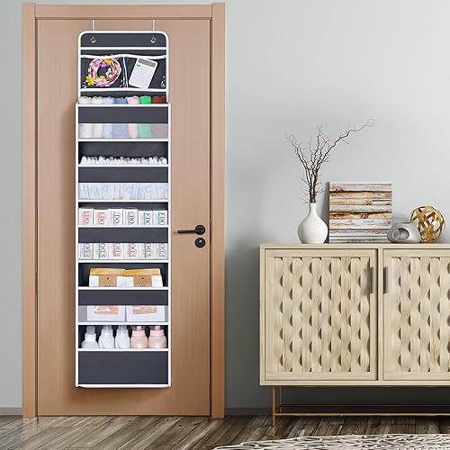 Vista 21 de Univivi Organizadores colgantes para colgar sobre la puerta, armario de guardería, armario de almacenamiento para bebés con 4 compartimentos Beige