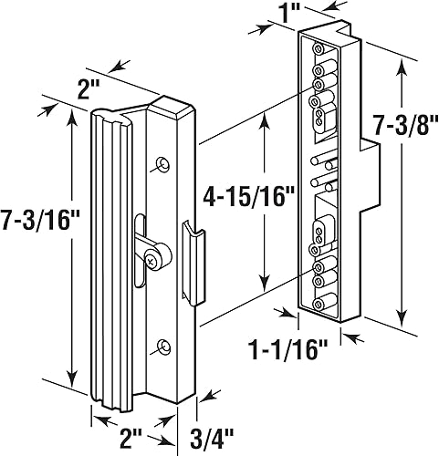 Miniatura 2 de Prime-Line C 1116 - Juego de manijas de puerta corredera fundidas a presión, color blanco (paquete individual)