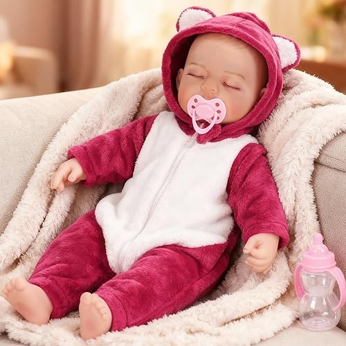 nasominako Realistic Reborn Baby Dolls - 18 inch Lifelike Newborn Baby Doll Real Life Soft Body with Accessories and Plush Pajamas Gifts Toy for Kids Age 3+ Years Old