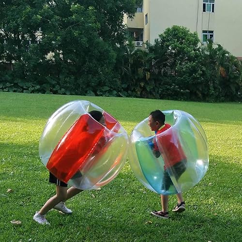 Miniatura 7 de SUNSHINE-MALL 2 bolas de sumo para niños, juguetes de rebote de parachoques, bolas de sumo para niños, pelota de juego de césped para niños al aire