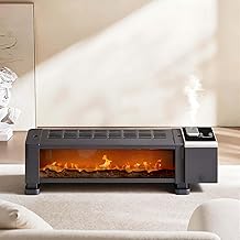 1800W Electric Baseboard Heater with Remote, 3-in-1 Space heater with Humidifier & Drying Rack & 3D Flame, 12H Timer, Overheat & Tip-Over Protection for Large Room Bedroom Home