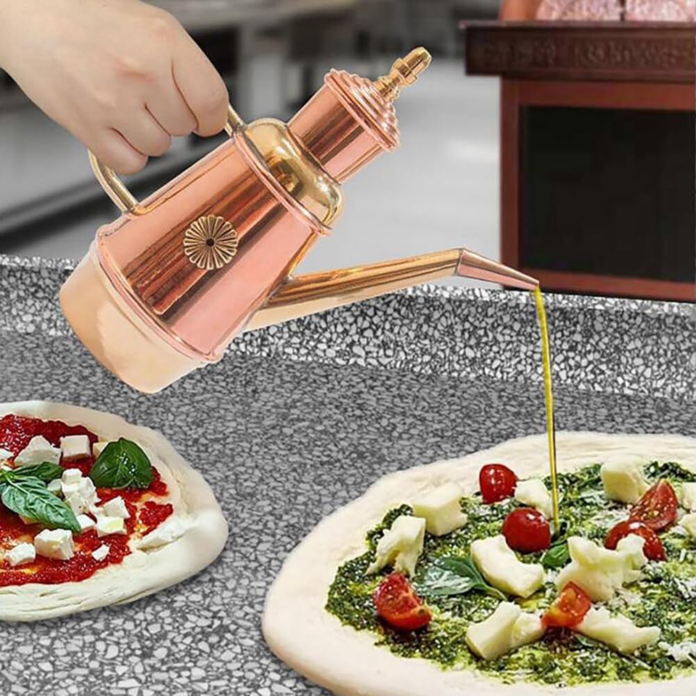 Botella Dispensadora de, Aceitera de Cobre Hecha A Mano, Estilo Retro Clásico Europeo, Vinagrera Antigoteo para Uso Diario.