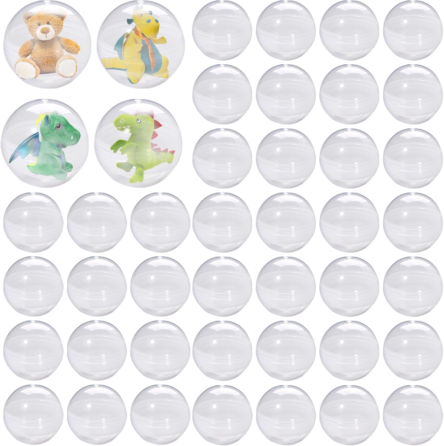 320 Pcs Gumball Vending Machine Capsules 2 Inch Empty Round Capsules Clear Plastic Small Toy Containers for Prizes Party Favors Supplies (Clear )