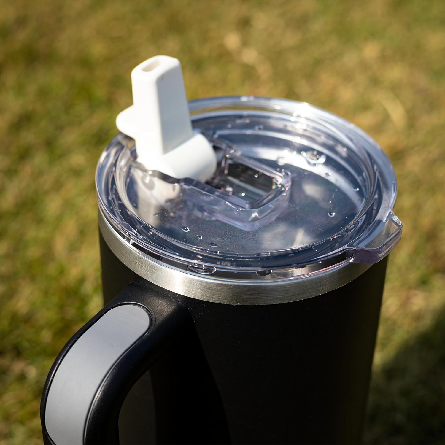 30oz Insulated Tumbler with Handle, Leakproof Lid with Removable Spout and Straw, Double Wall Stainless Steel, Cup Holder Friendly, Travel/Gym/Office/Home - Black - Image 9