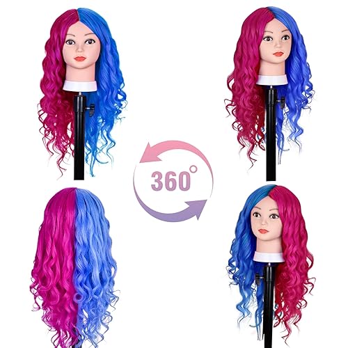 Miniatura 7 de Beauty Star - Cabeza de maniquí con 60% cabello humano real, cabeza de maniquí de cosmetología de 26 pulgadas, cabeza de muñeca para peinar el