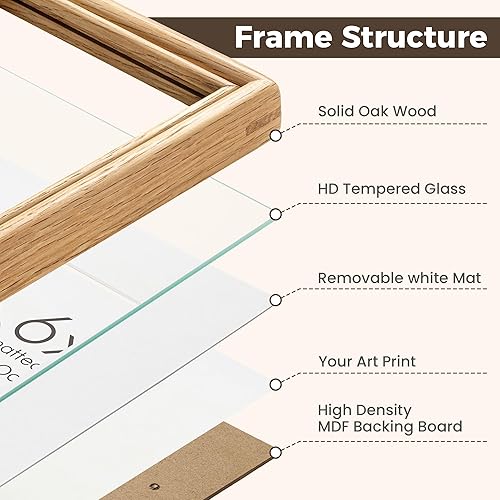 Miniatura 5 de Dreamland Portarretratos de 4 x 6 pulgadas, marcos de fotos de madera de roble macizo con vidrio templado de alta calidad, marco de esquina redonda
