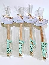 Personalised wooden pencils in individual packaging with personalised label, markings, wedding favour, guest gift, communion detail.