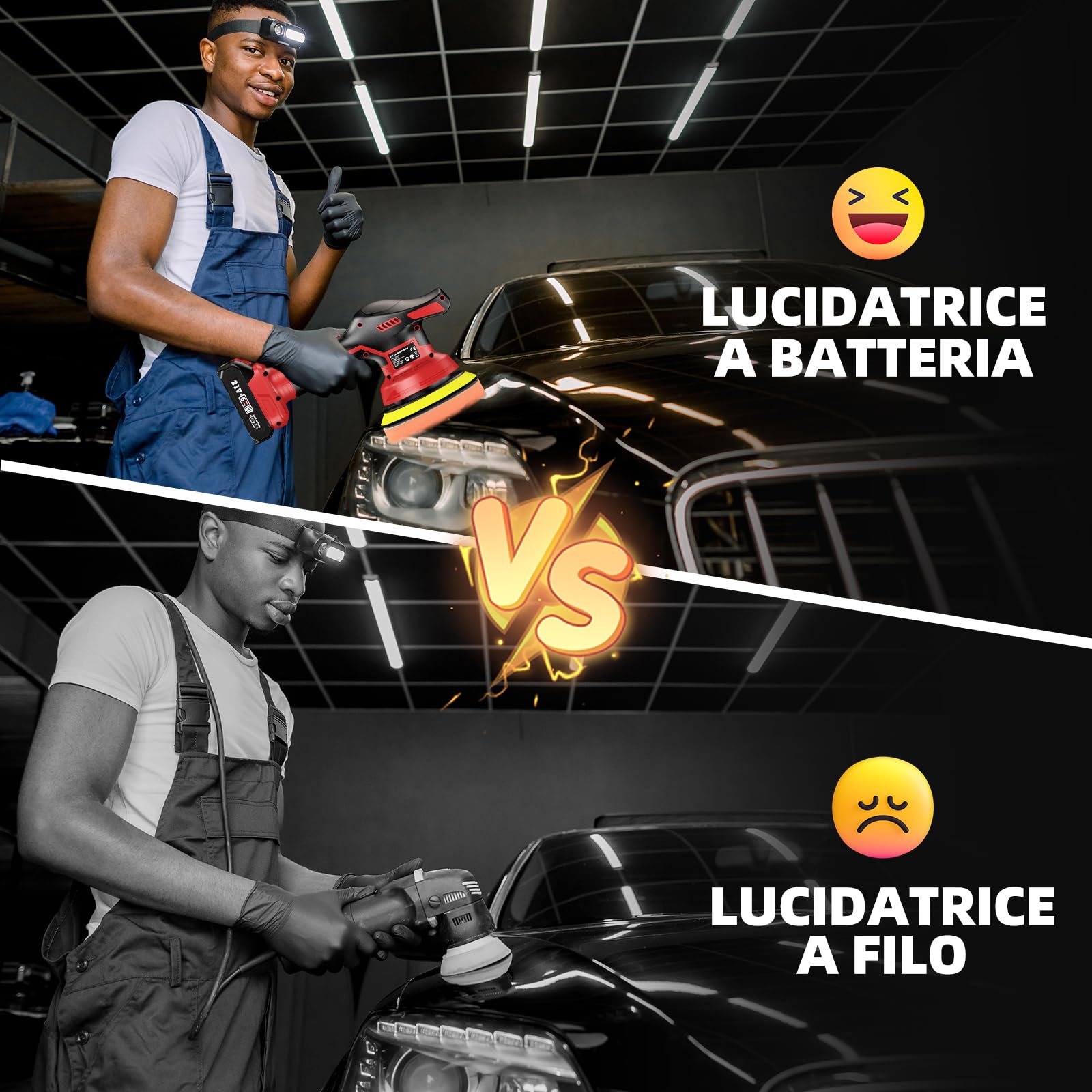 Lucidatrice Auto Senza Fili 6’’ 21V 4000mAh - Lucidatrice Orbitale Professionale con 8 Velocità,Schermo Digitale e 17 Accessori, Lucidatrici per Carrozzeria, Rimozione Graffi e Detailing
