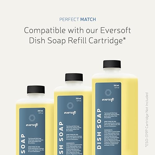 Miniatura 3 de Dispensador de jabón líquido para platos para encimera con soporte de esponja + 2 paquetes de jabón líquido de repuesto