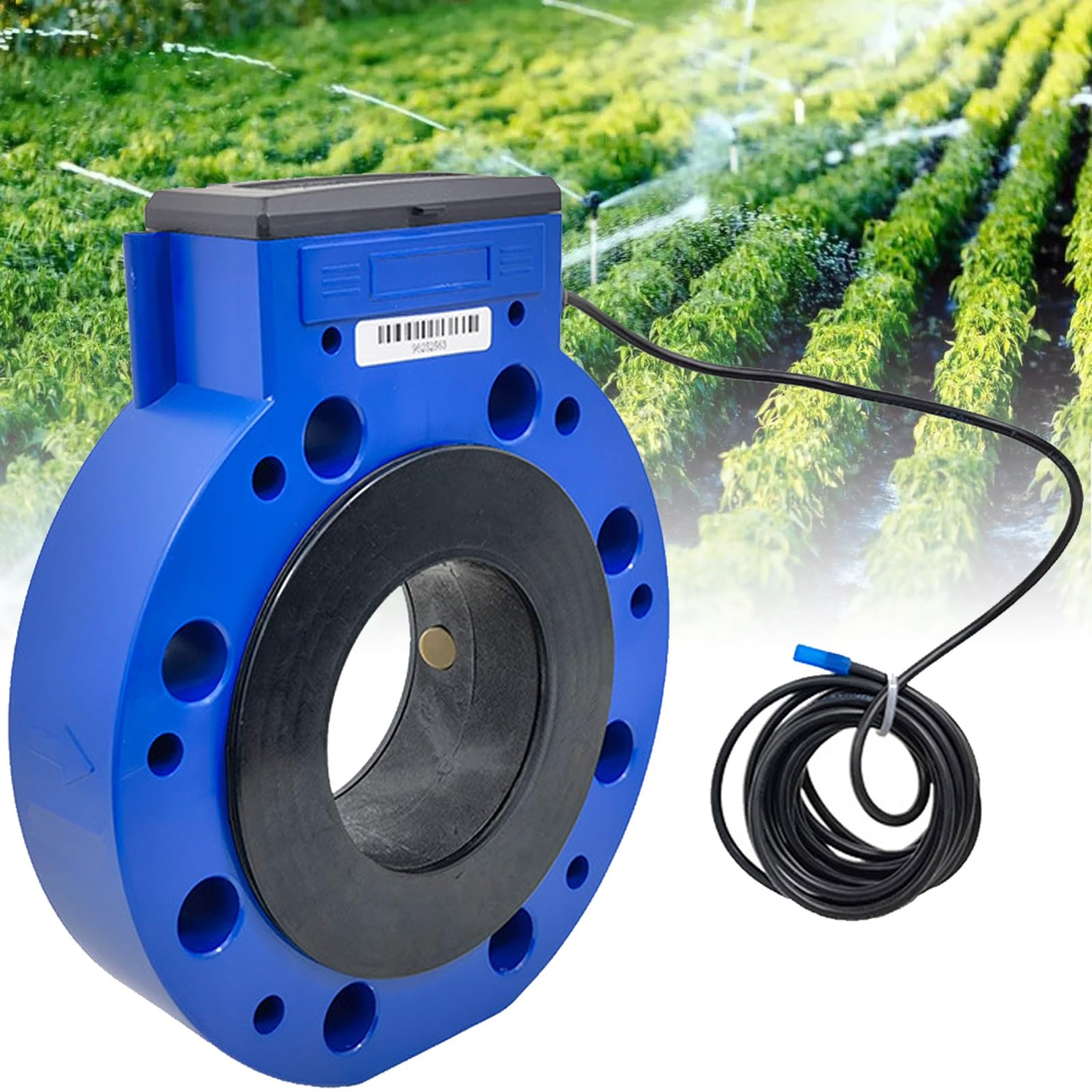 Medidor de flujo de agua ultrasónico para riego agrícola, pantalla LCD digital alimentada por pilas, IP68, alta presión y rango de temperatura para uso en jardín