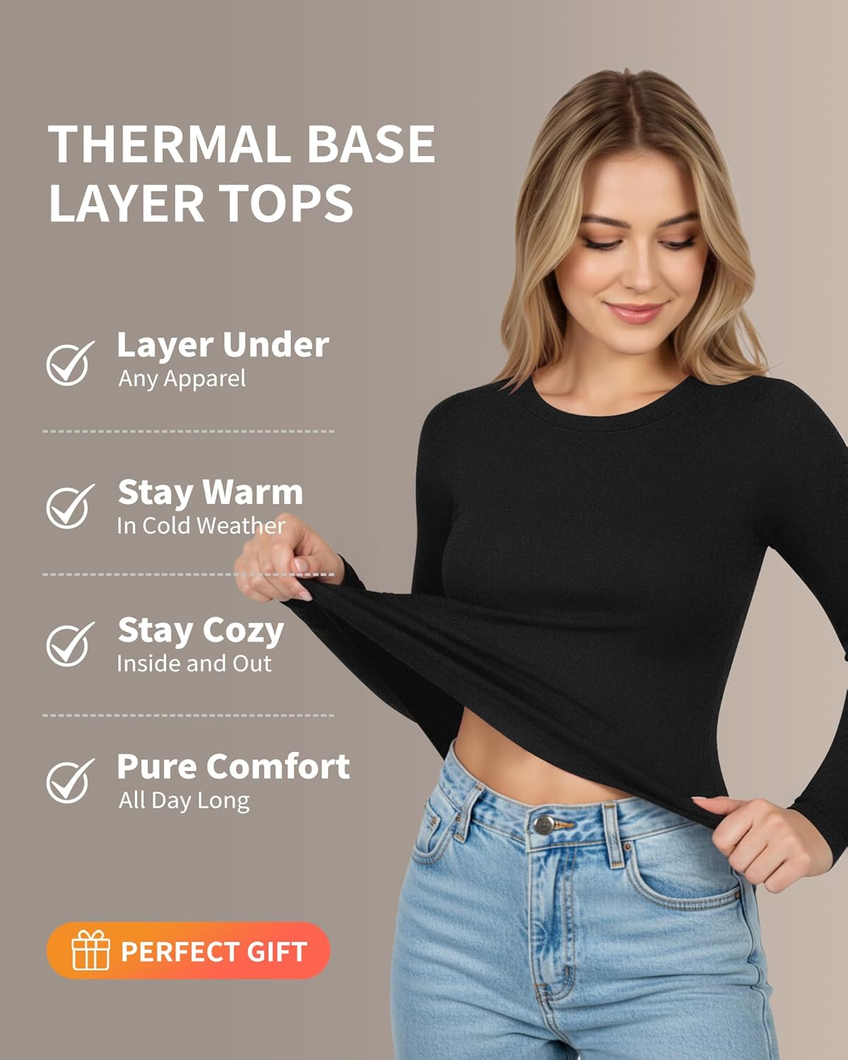 MANGOPOP Long Sleeve Shirts for Women Thermal Crew Neck Fitted Fleece Tops Trendy Going Out Fall Winter Womens Tops 2026 - Image 6