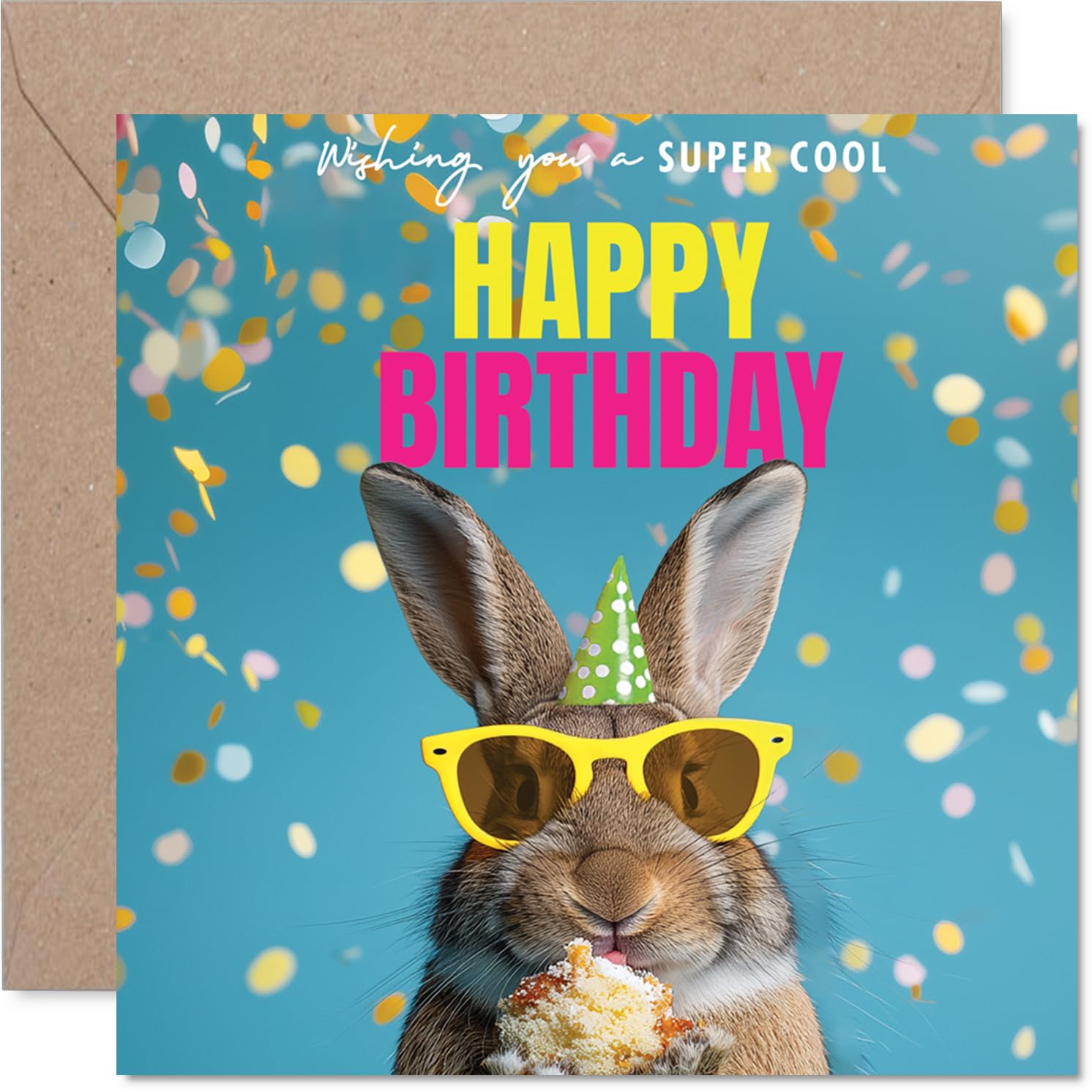 Family Birthday Card - Hoppy Cake - Happy Birthday Card for Family from Colleague Friends, 145mm cute bunny Bday Greeting Cards