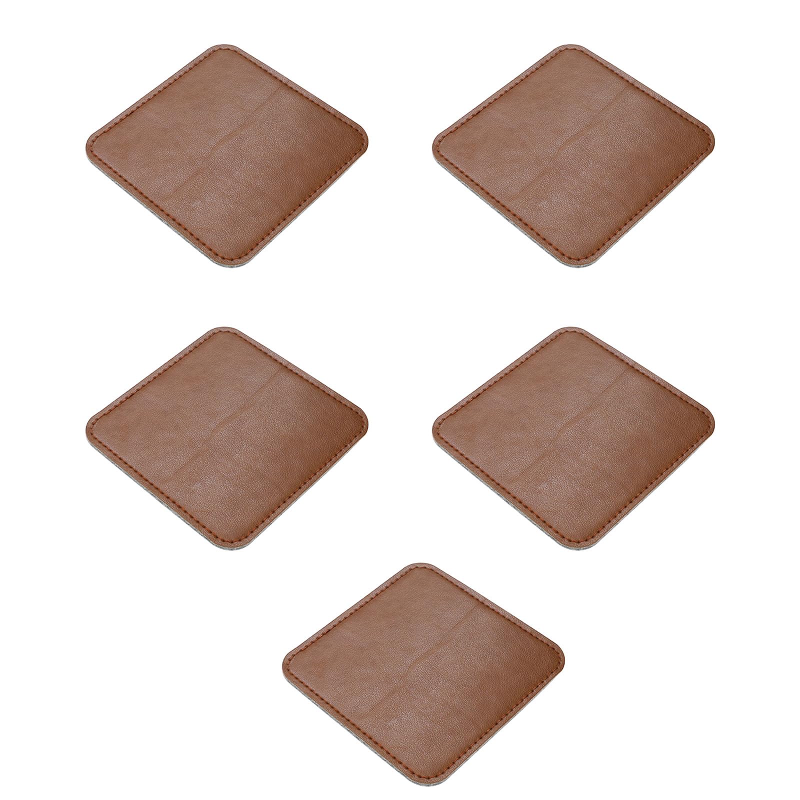 NVOQILIN Contemporary Square Drink Coasters Water Absorbent Nonslip Cup Mat for Home Decoration PU Leather Ride