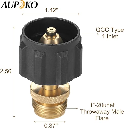 Miniatura 3 de Aupoko Adaptador de tanque de propano de 1 lb a 20 libras, cilindro de propano recargable, adaptador regulador de tanque de 1 lb con conector QCC