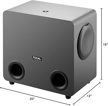 Focal Sub One Dual 8 Active Studio Subwoofer, 200W RMS, Slatefiber Drivers, 32Hz120Hz, Professional Bass Management for Mixing & Mastering