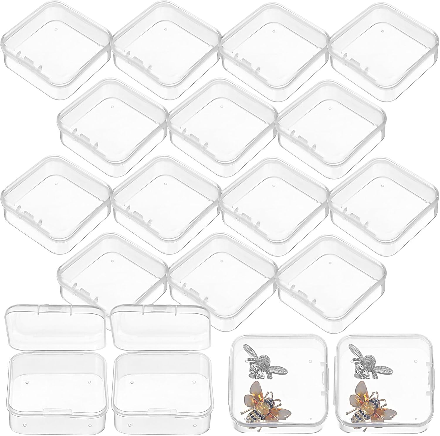 Yardwe 48pcs Transparent Storage Box Clear Square Divided Organizer for Jewelry Beads and Accessories Material for Easy Viewing and Use