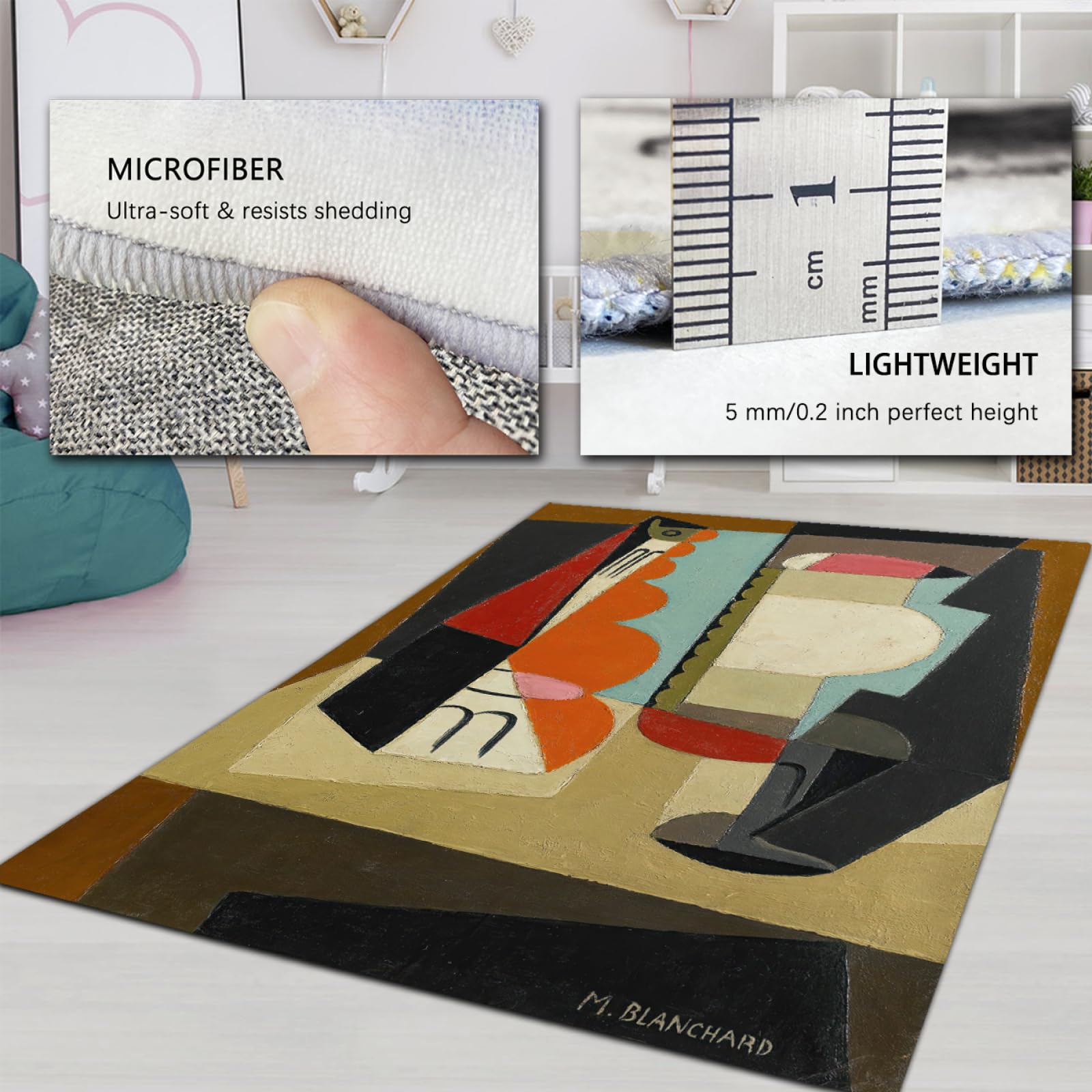 Cienkie kolorowe klocki dywany 100 x 200 cm Cubiste Martwa natura Słynne wydruki Malarstwo Dywany wewnętrzne do kuchni Salon Sypialnia Biuro