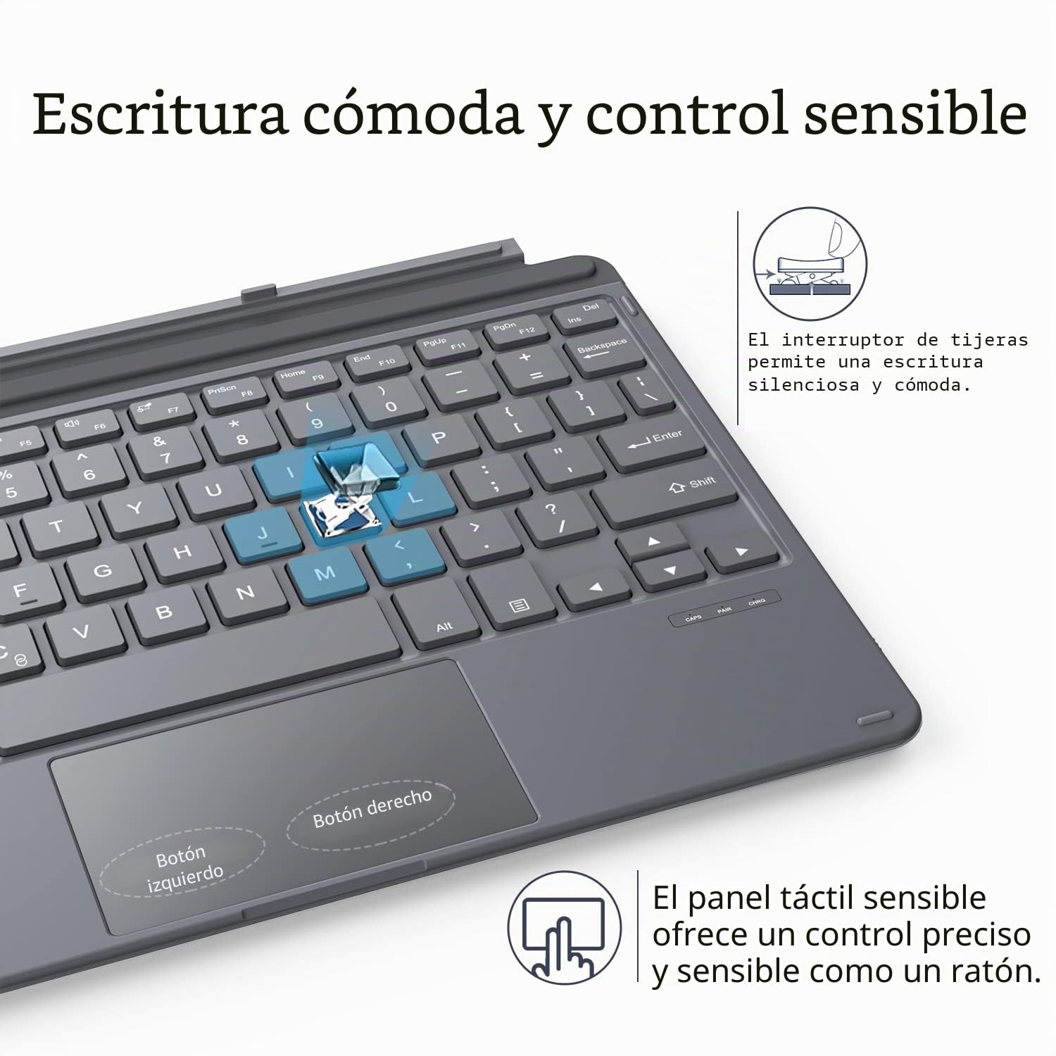 MoKo Keyboard for Surface Go 4 2023 / Go 3 2021 /Go 2 2020 /Go 2018,Grigio | Wireless Bluetooth Tablet Computer Keyboard with Micro-USB Charging Cable and Built-in Recargable Battery