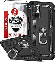 LeYi Funda para Xiaomi Redmi Note 10 5G / Poco M3 Pro 5G con [2-Unidades] Cristal Vidrio Templado, Armor Carcasa con 360 Anillo iman Soporte Hard PC Silicona TPU Bumper Antigolpes Case, Negro