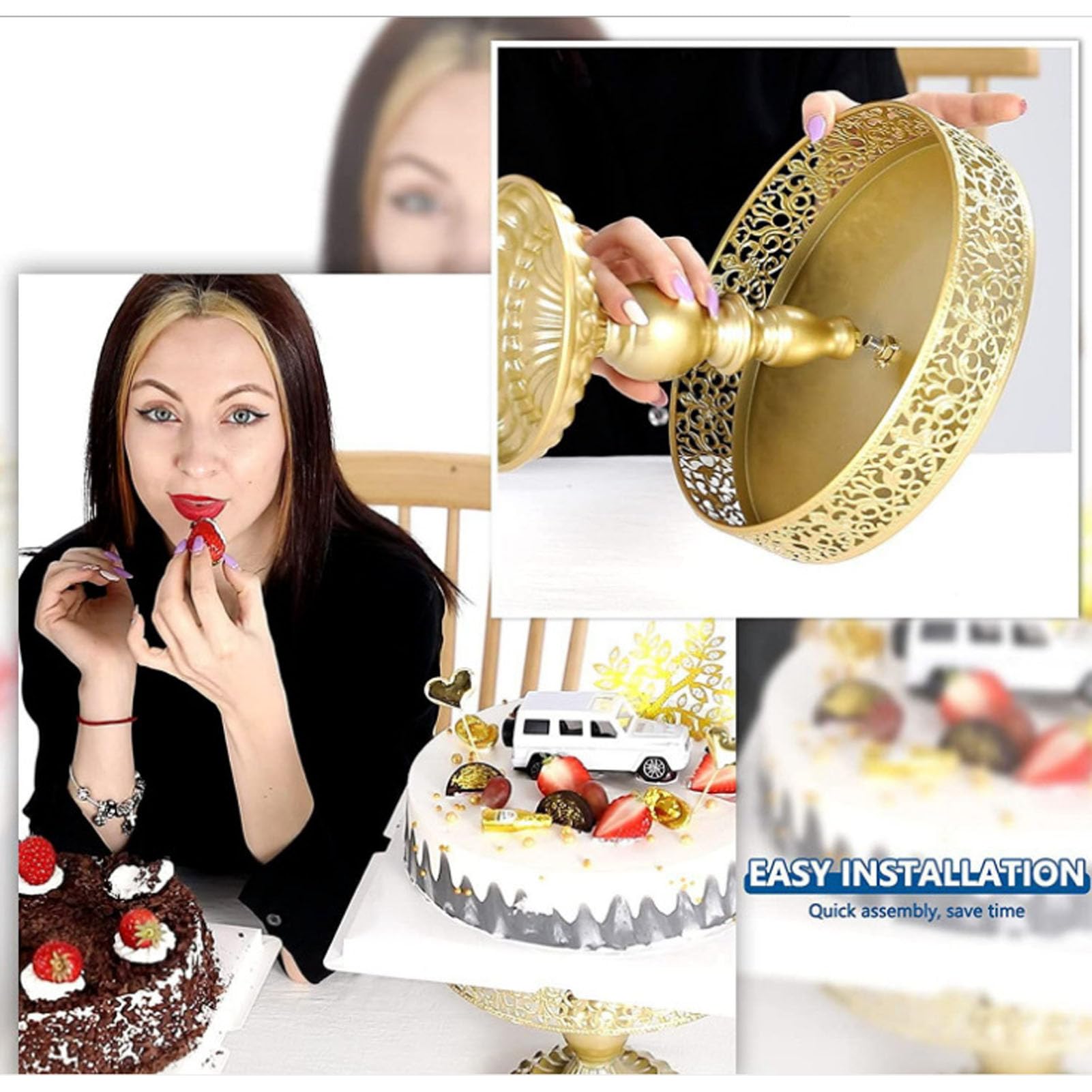 3-teiliges Tortenständer-Set – Elegante Goldfarbene Dessert-Präsentationsständer aus Metall, Perfekt Für Familienfeiern