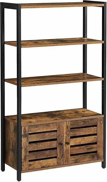 CruiseTech 3 Tier Wooden Steel Industrial Style Book Shelf Cabinet Case Display Rack Unit 2, 70 x 30 x 121.5