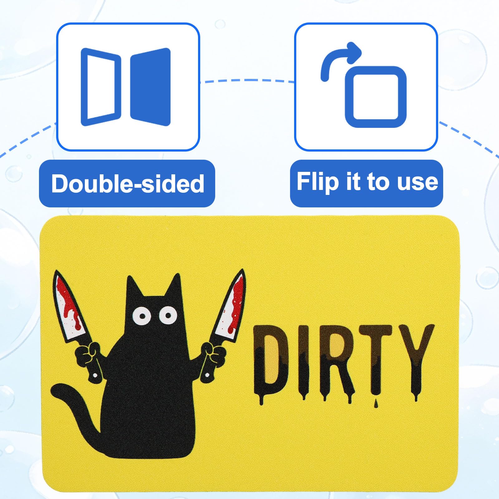 2pcs Black Cat Clean Dirty Dishwasher Magnet, Double-Sided Square Magnetic Clean Dirty Sign Funny Kitchen Accessories for Dishwasher Fridge Laundry Room - 5