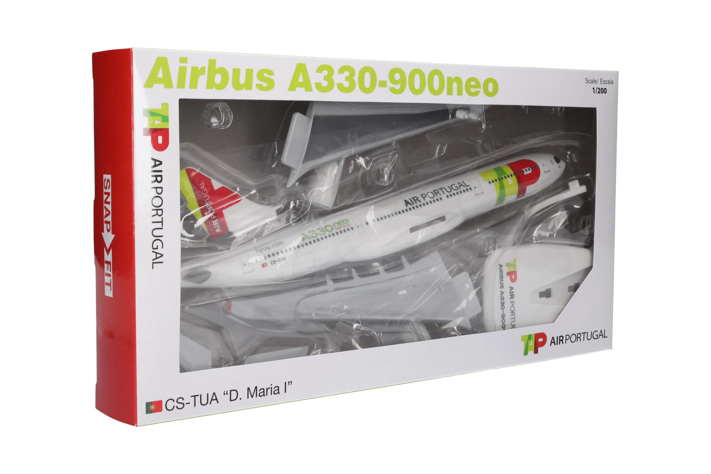 Herpa Snap-Fit aereo in miniatura TAP Air Portugal Airbus A330-900neo, miniatura in scala 1:200, pezzo da collezione, modello con base, plastica