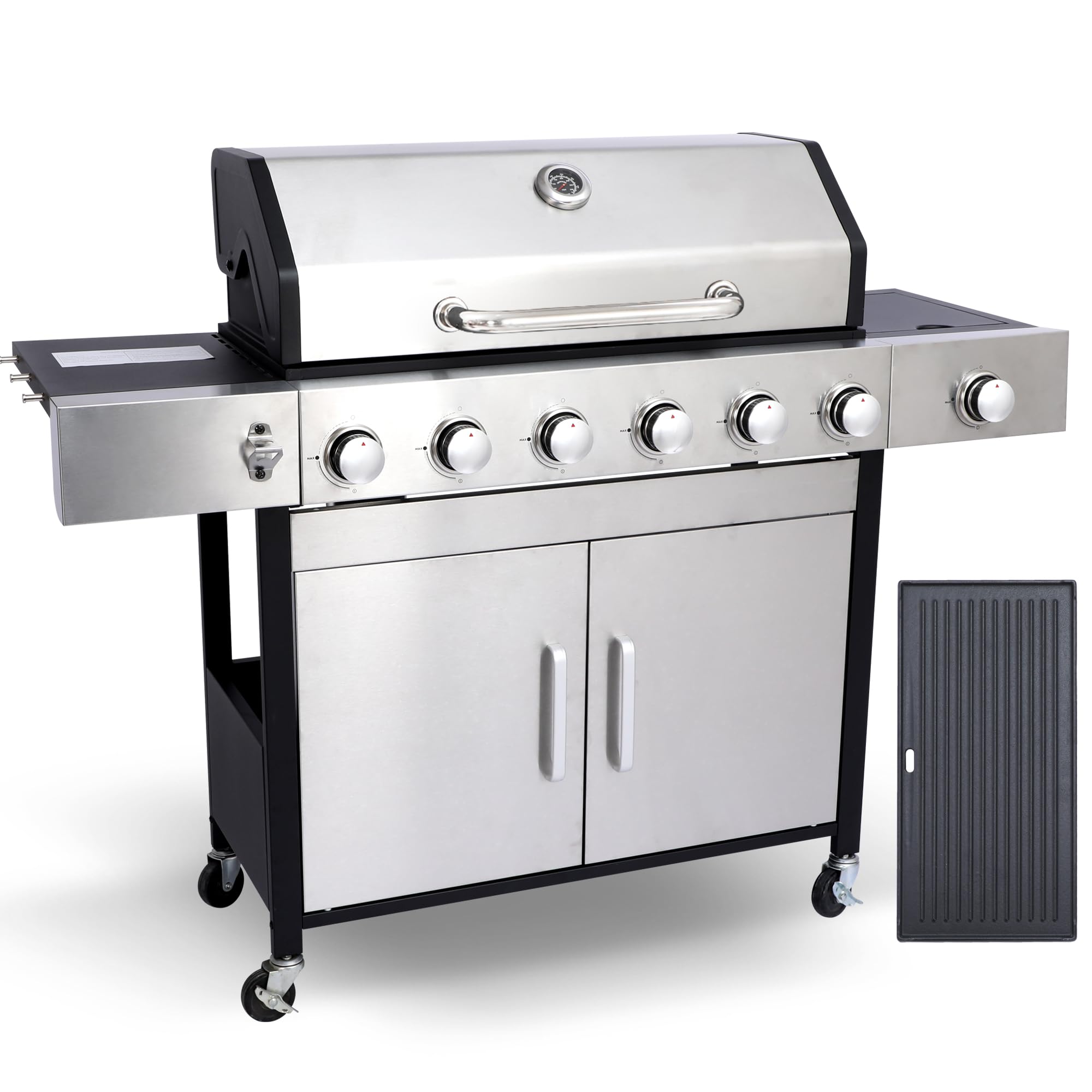 6-Burner Propane Gas Grill and Griddle Combo with Side Burner