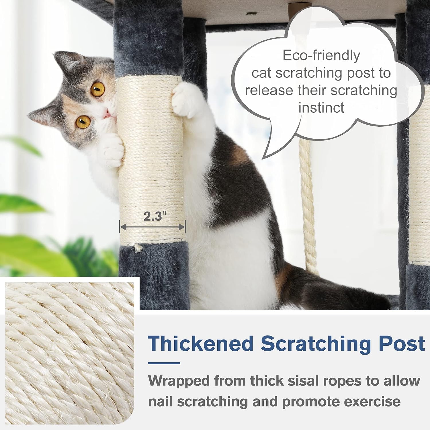 Dooradar Cat Tree, 61” Cat Tower for Indoor Cats, Multi-Level Tall Cat Condo Furniture, Kitten Kitty Activity Center Cat Stand Climb House with Scratching Posts, Ladder, Toys& Perch for Play Rest