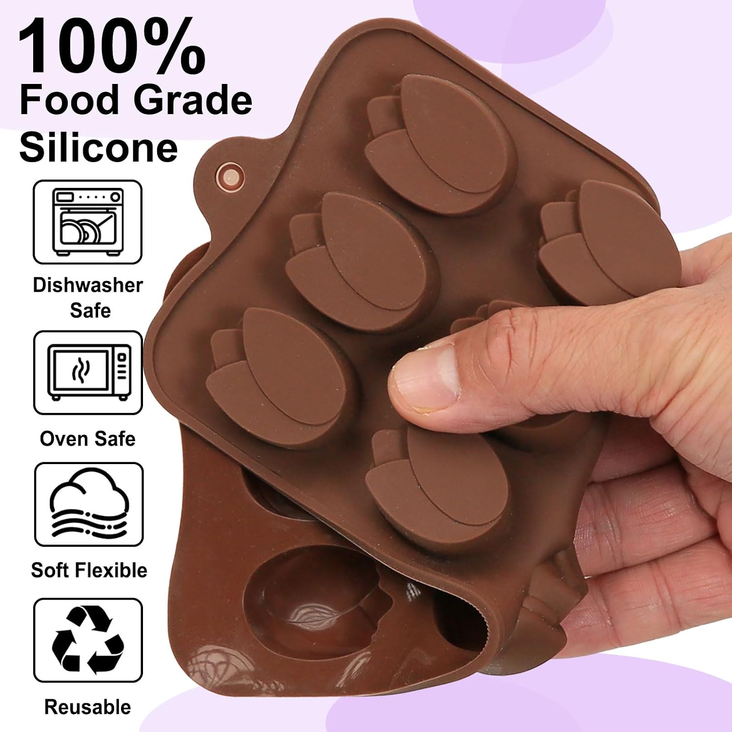 Mini Flower Chocolate Molds, 2 Pcs Silicone Molds with Tulip Shapes for Making Chocolate/Candy/Gummy/Jelly, Food Grade Candy Mold with 12 Cavities Mini Tulips for Fruit Snacks image 3