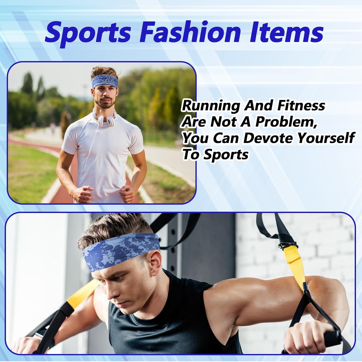 24 Pcs Sports Headbands for Men Women Sweatbands Non Slip Moisture Wicking Headband Breathable Head Band Fitness Stretchy Unisex Hairband for Running Hiking Cycling Yoga
