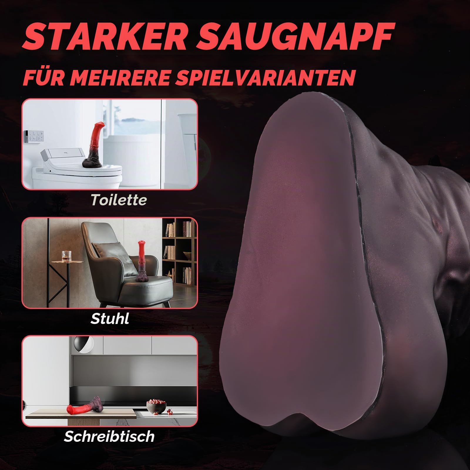 Nothosaur CONOLA (mit Schlauch) 38cm Fantasy Horse Dildo, Platin Silikon Tier Dildo mit texturiertem Kopf & Venen Schaft, Dicke Monster Anal Dildos mit starkem Saugtasch für G-Spot, Prostata