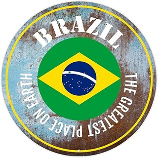 CowkissSign Metal Signs The Greatest Places on Earth Brazil Retro Vintage Wall Sign Brazil National Flag Aluminum Art Signs for Laundry Room Porch Workshop 9x9in