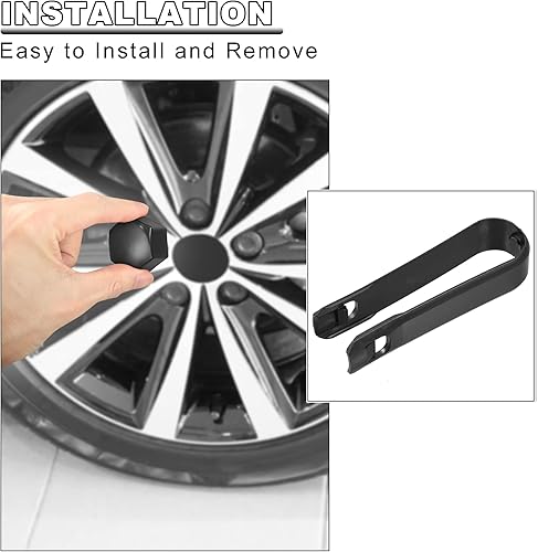 Miniatura 4 de X AUTOHAUX 20 tapas de bloqueo de rueda de 0.827 in, tapas de tuerca de perno central, tapas de bloqueo con clip, juego de herramientas de repuesto