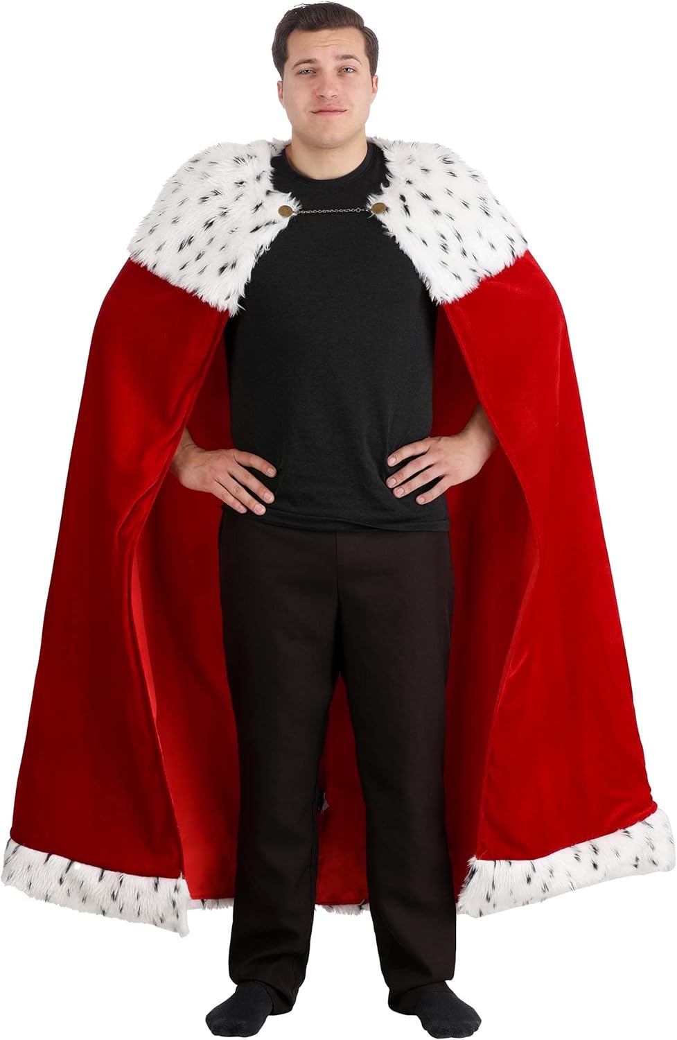 Long Royal Cape Costume Accessory - Velour with Faux Fur Collar and Satin Lining