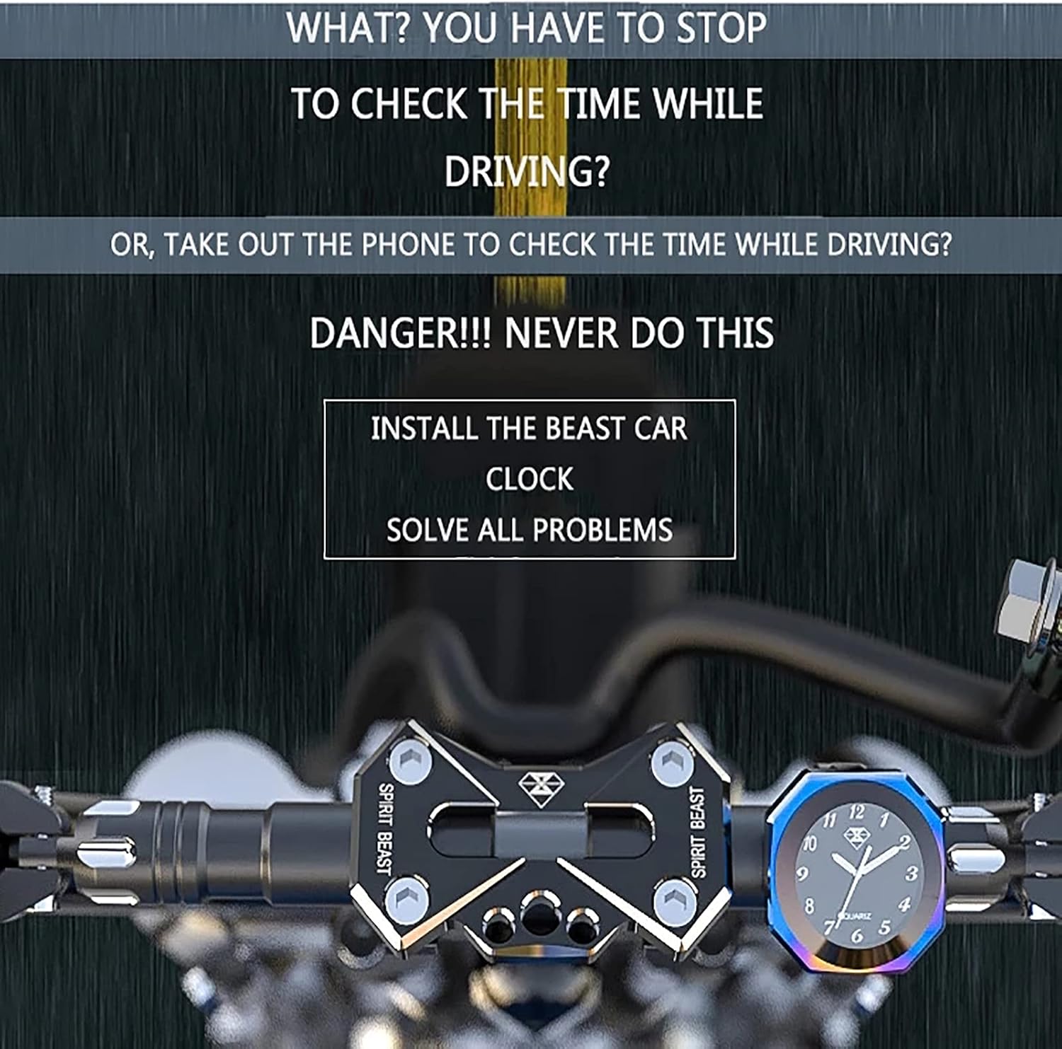 Motorcycle Handlebar Watch Universal Waterproof Rainproof Moto Modification Accessories Motorbike Temperature Clock,Universal Motorcycle Handlebar Clock-Black|Thermometer : Automotive