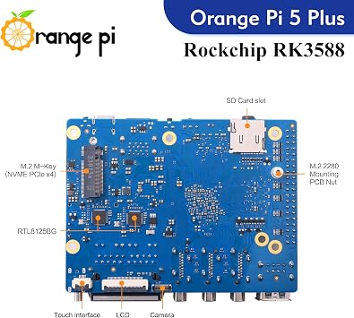 Orange Pi 5 Plus 8GB Rockchip RK3588 8 Core 64 Bit Single Board Computer, 2.4GHz Frequency Open Source Development Board Run Orange Pi OS, Android, Debian, Ubuntu (5 Plus 8G V2.1+5V4A TC Supply