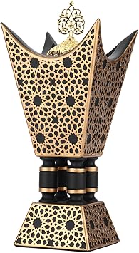 TERSCHELLING Bakhoor Incense Burner, Oud Frankincense Resin Burner 8.85Inches Tall,Charcoal Incense Burner - for Yoga, Spa Aromatherapy, Office & Home Decor Trophy Shape Black