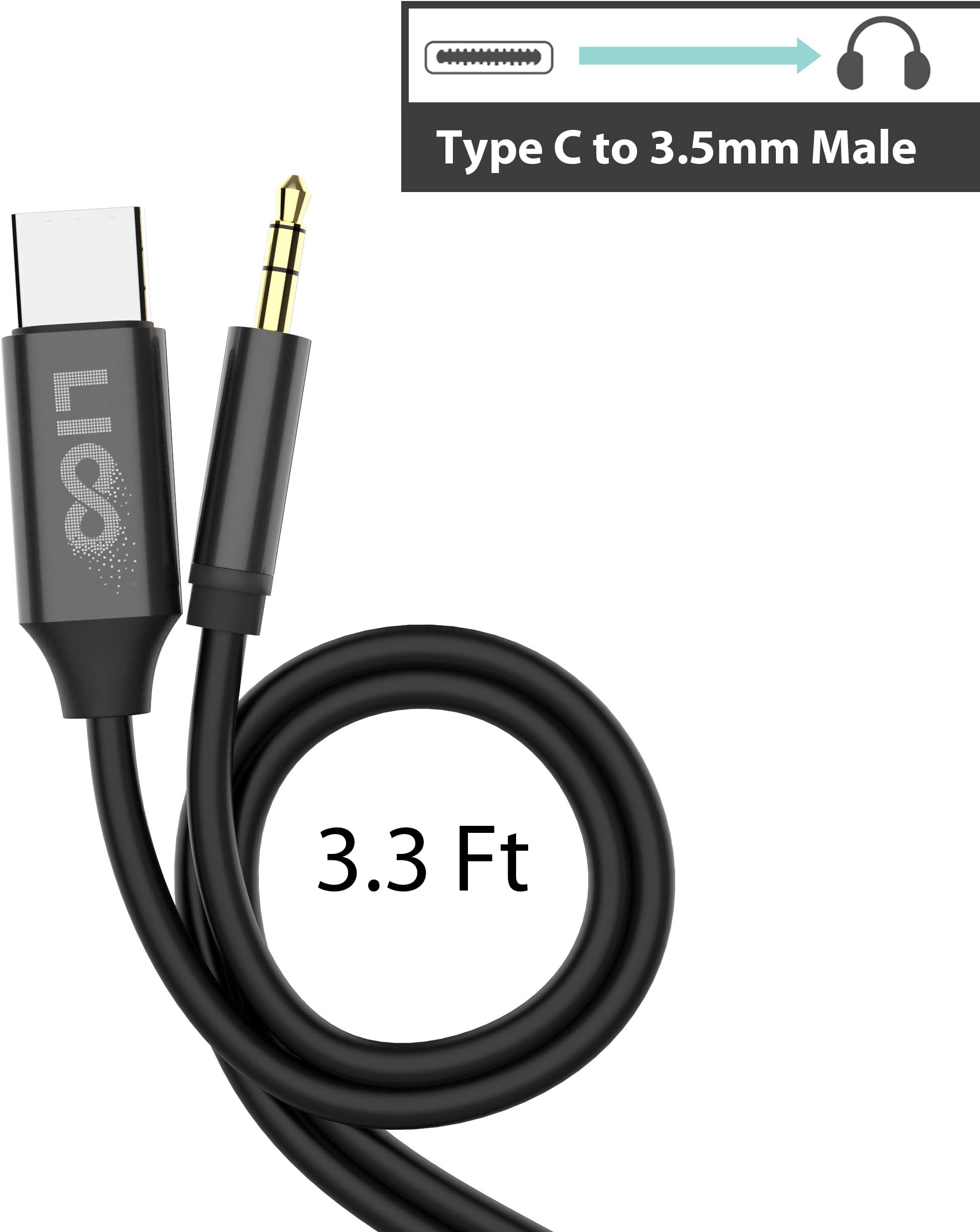 Pixel 2 USB C to 3.5mm Headphone Adapter, Liootech Type C Audio Male Cable with DAC Chip Compatible Pixel 2 2 XL HTC and Type-C Devices