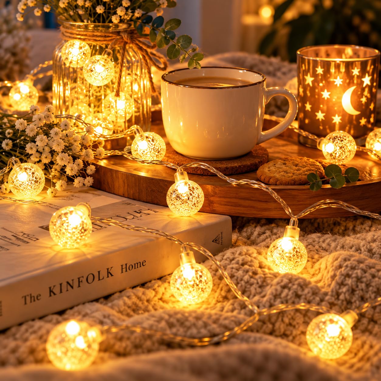 Crystal Ball String Lights - Warm White Glow -8