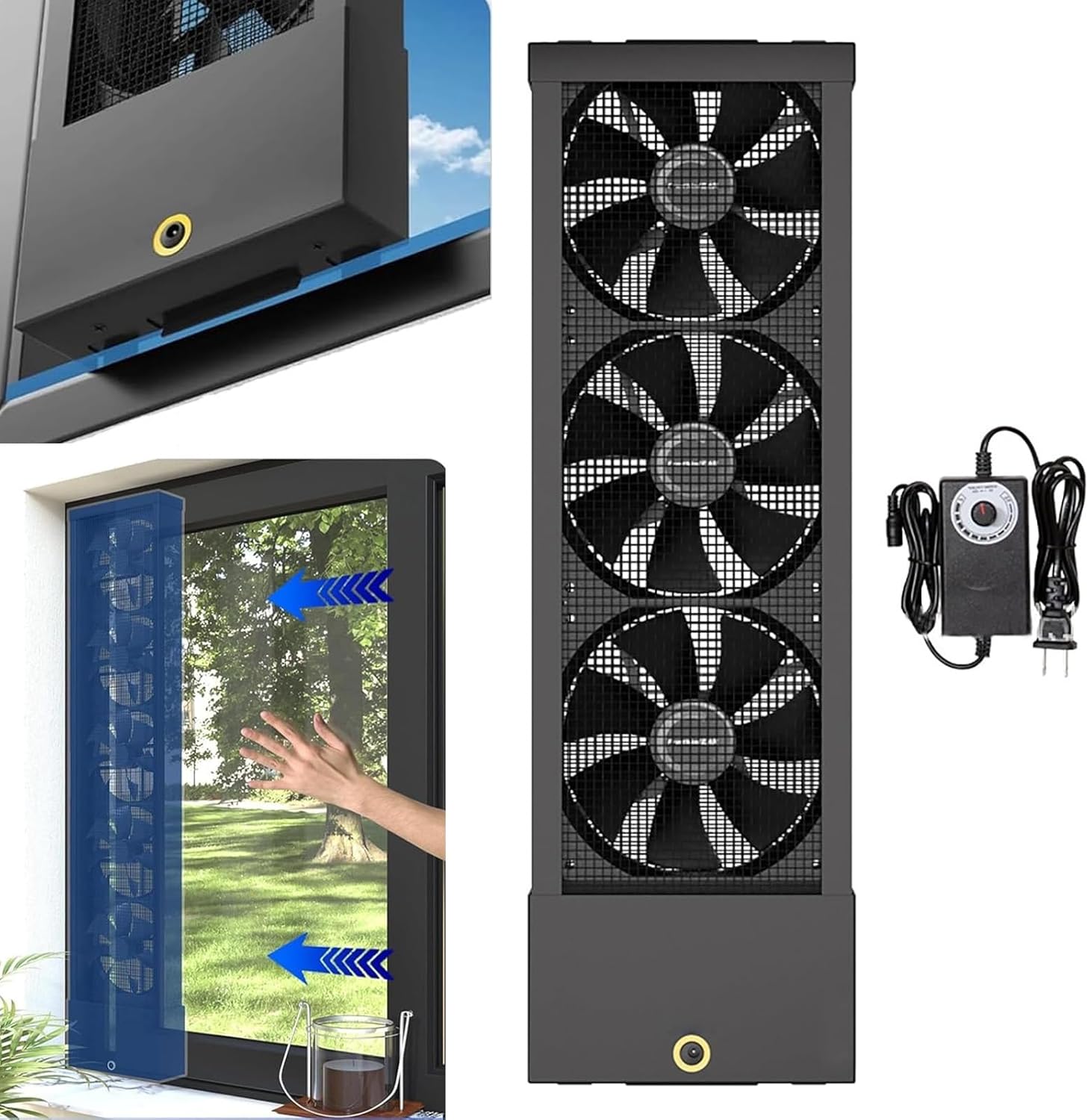 14-53in Retractable Window Exhaust Fan - Drill-Free Vertical Fan Adjustable Speed for Sliding Windows Kitchen Bathroom(33.46-35.43in)