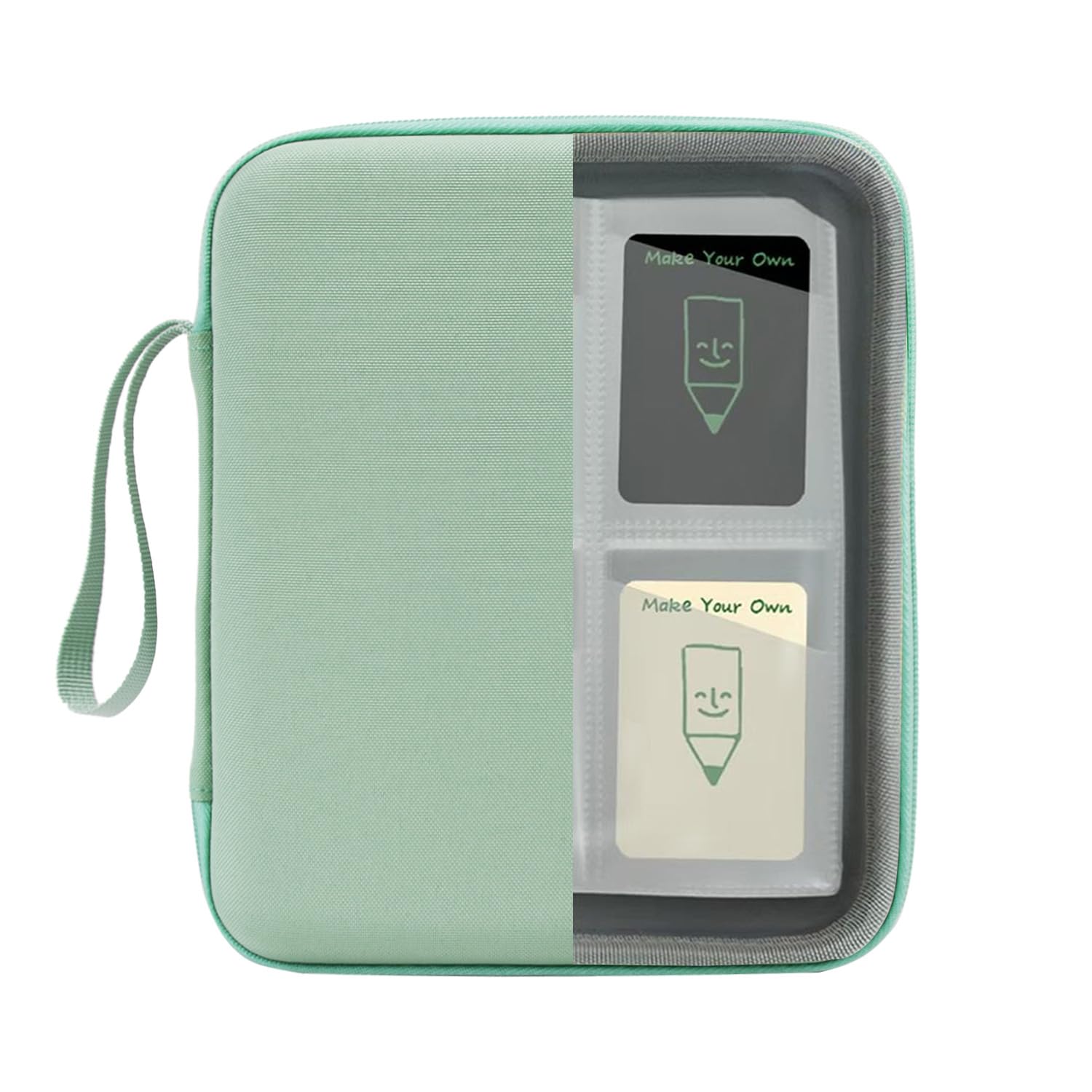 Photo 1 of JDSZM Card Case Holder for Yoto Cards Album Pouch Storage Organizer 120 Pockets, Large Capacity Portable Folder with 2 Zipper and Carry Strap, Yoto Card Binder with Sleeves for Travel (Light Green)