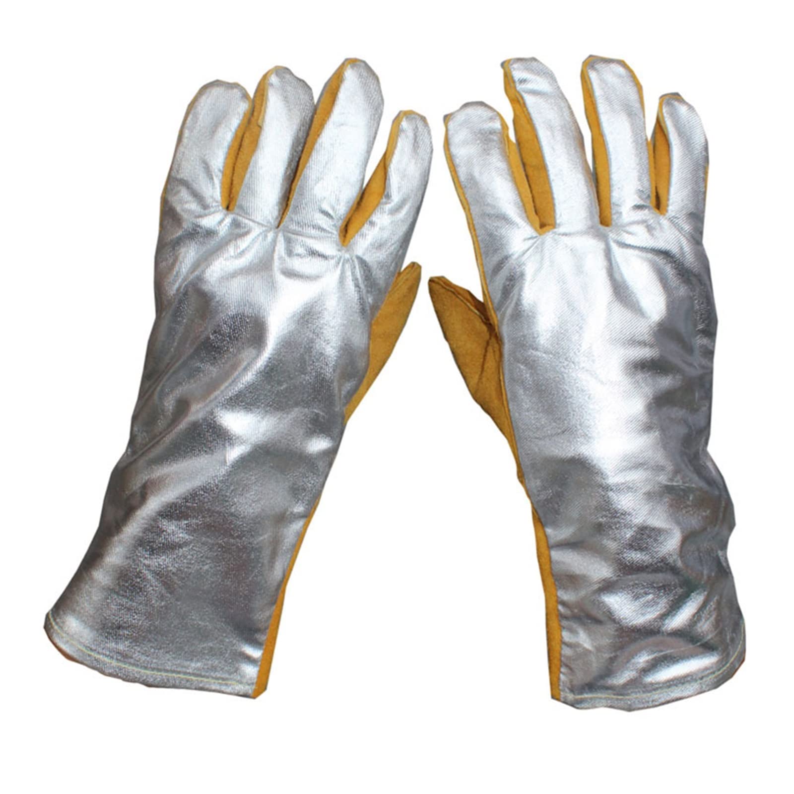 Gants de soudage Veste de soudage Tablier en cuir Gants en cuir sueur Gants de protection 500-1000 degrés Gants anti-incendie à haute température Gants de travail de soudage Résistant à l'usure Anti-b