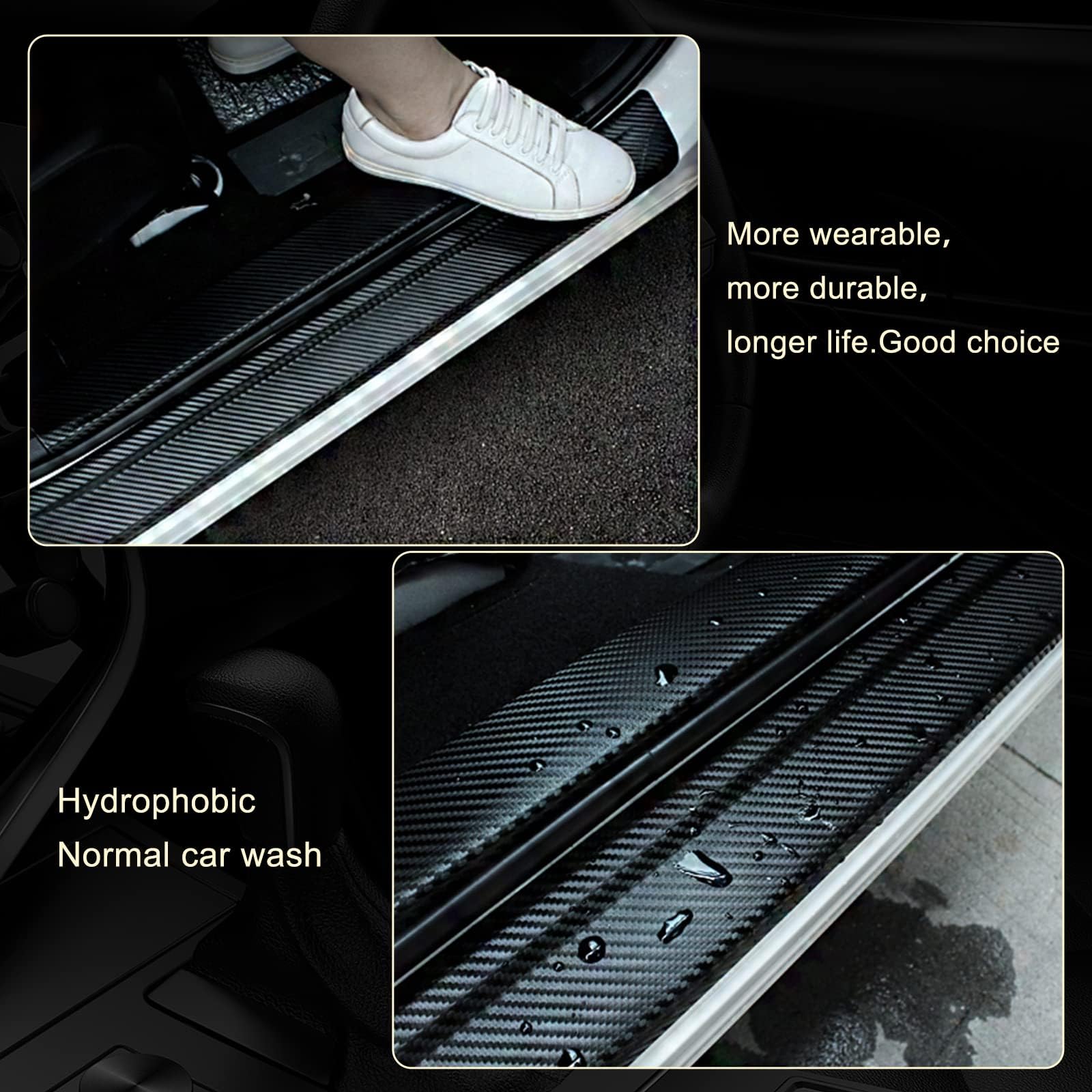 Pack-4 Car Door Protector Carbon Fiber Leather Tape Car Door Edge Guards Door Sill Scuff Protector Universal Fits for Most Cars #American-Flag