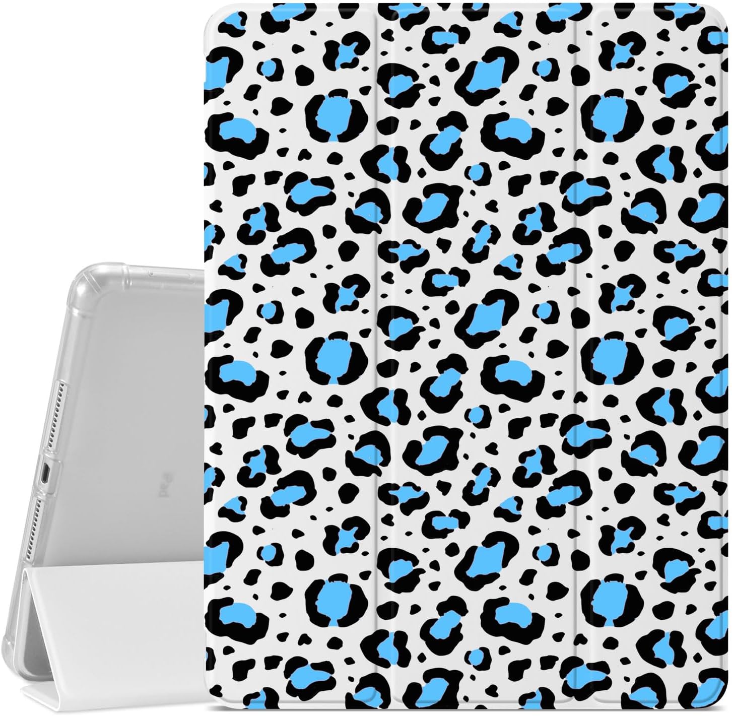 Coquette Leopard Print Case for iPad (A16) 11th Gen 2025 11-inch/10th Gen 2022 10.9 inch Unique Blue Cheetah Case,Pencil Holder & Clear Soft TPU Back & Trifold Stand Cover for Women