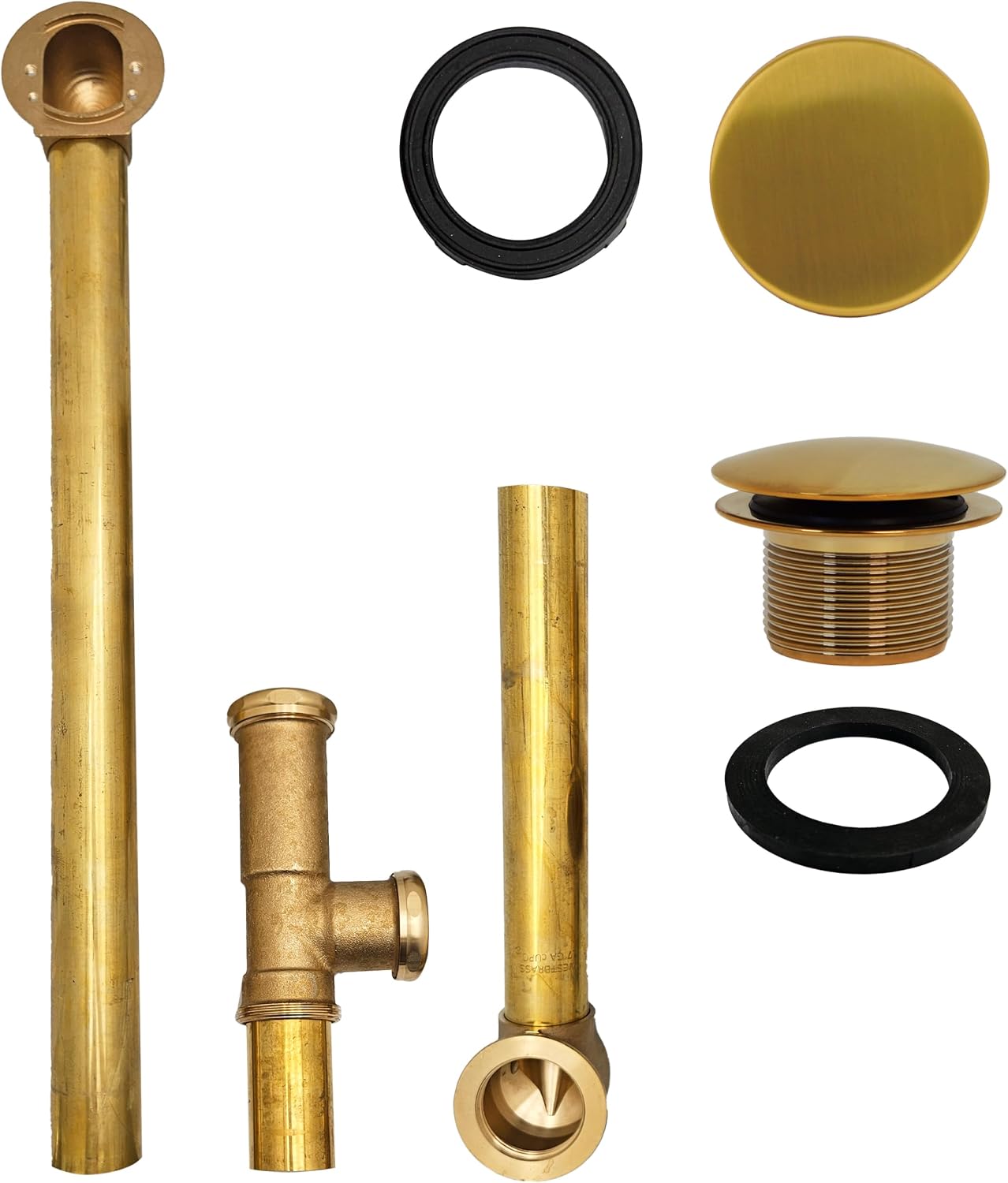 Westbrass D326H-18 22" 17 Ga. Brass Bath Waste & Overlfow Assembly with Tip-Toe Drain Plug and Illusionary Faceplate, Brushed Bronze